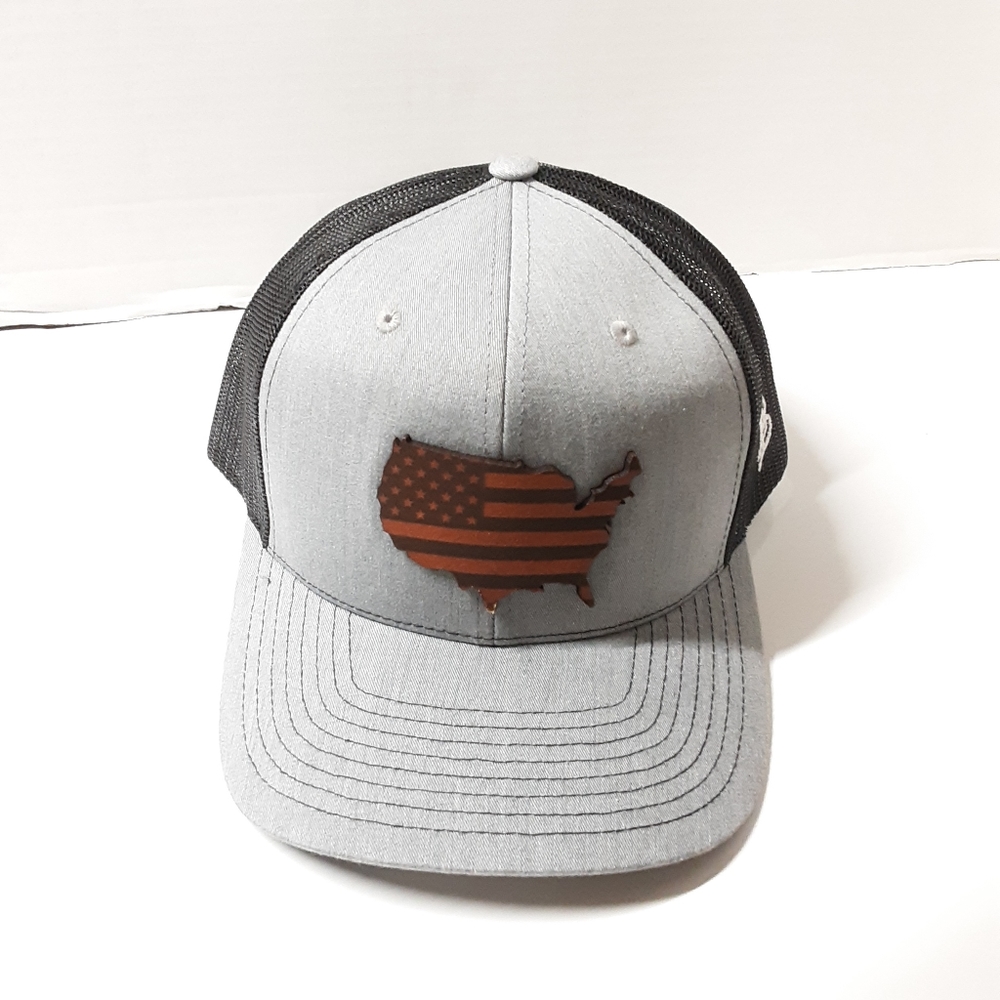 Branded Bills 'the Patriot' Leather Patch Hat Curved Trucker NEW - Picture 4 of 9